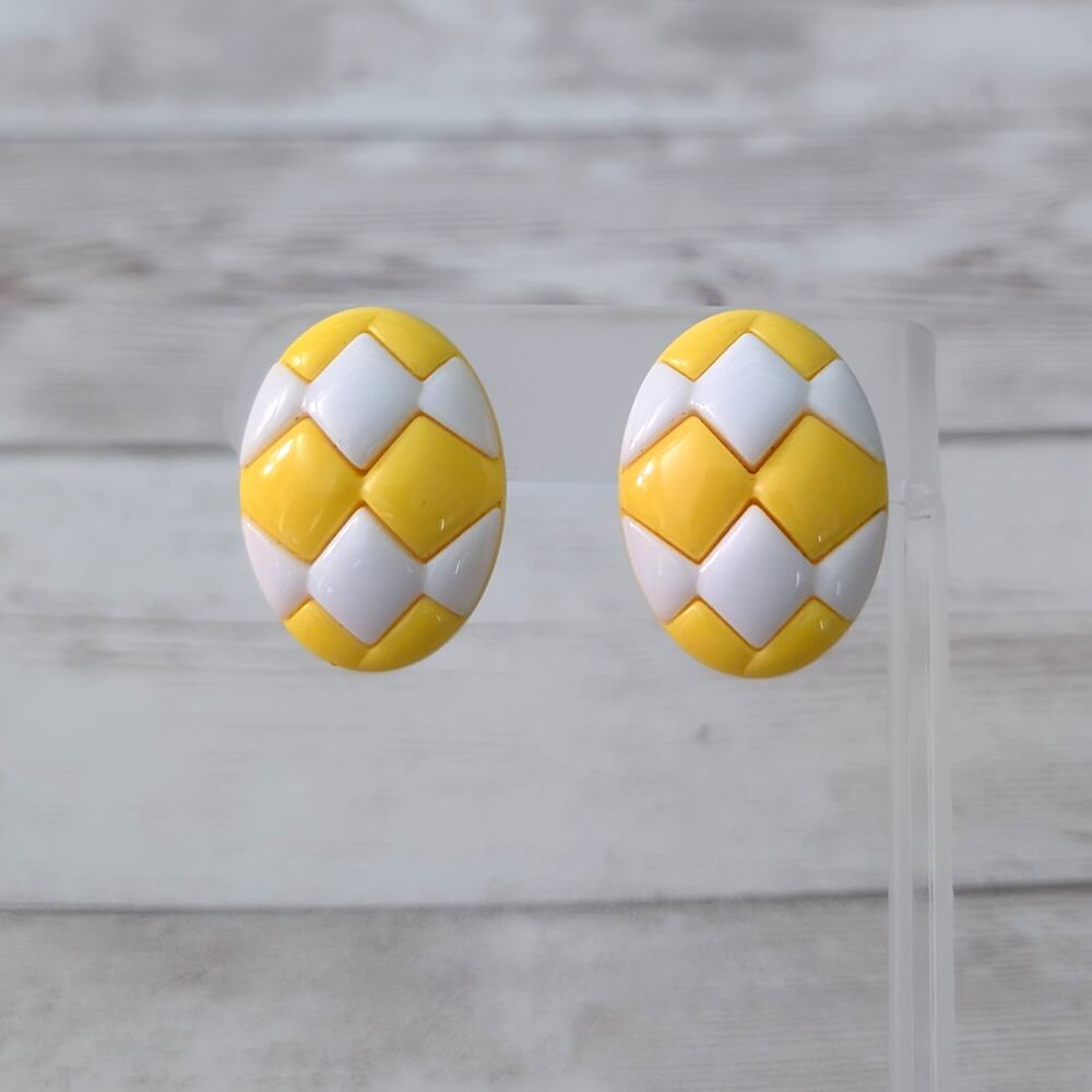 Vintage Clip On Earrings Retro Easter Egg Large Statement Earrings